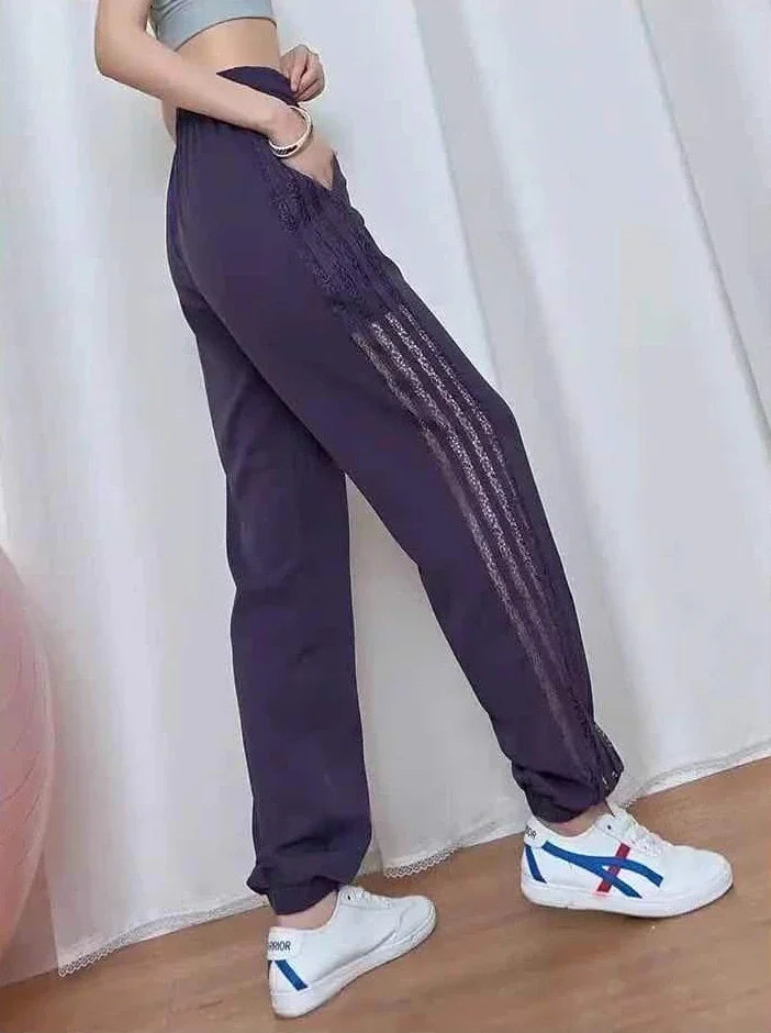Jogging Trousers for Women Joggers Elastic Waist Clothes Purple Fitness Sweatpants Harem Female Pants with Pockets Sports Autumn