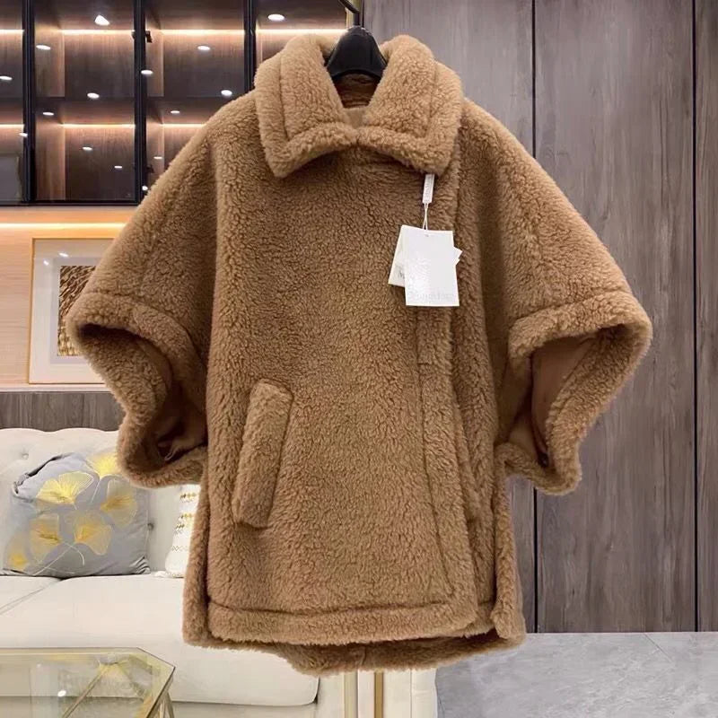 Reality Fur Coat Wool Cloak Fashion Sheep Wool Jacket Winter Real Fur Woolen Women Fashion Teddy Lady Streetwear Warm Overcoat