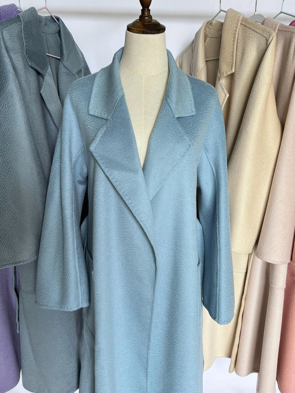 Cashmere Coat Female Winter Mid-Length Corrugated Coat Black Wool Coat Woman Autumn New Casual Fashion Red Beige Lace-Up Coat