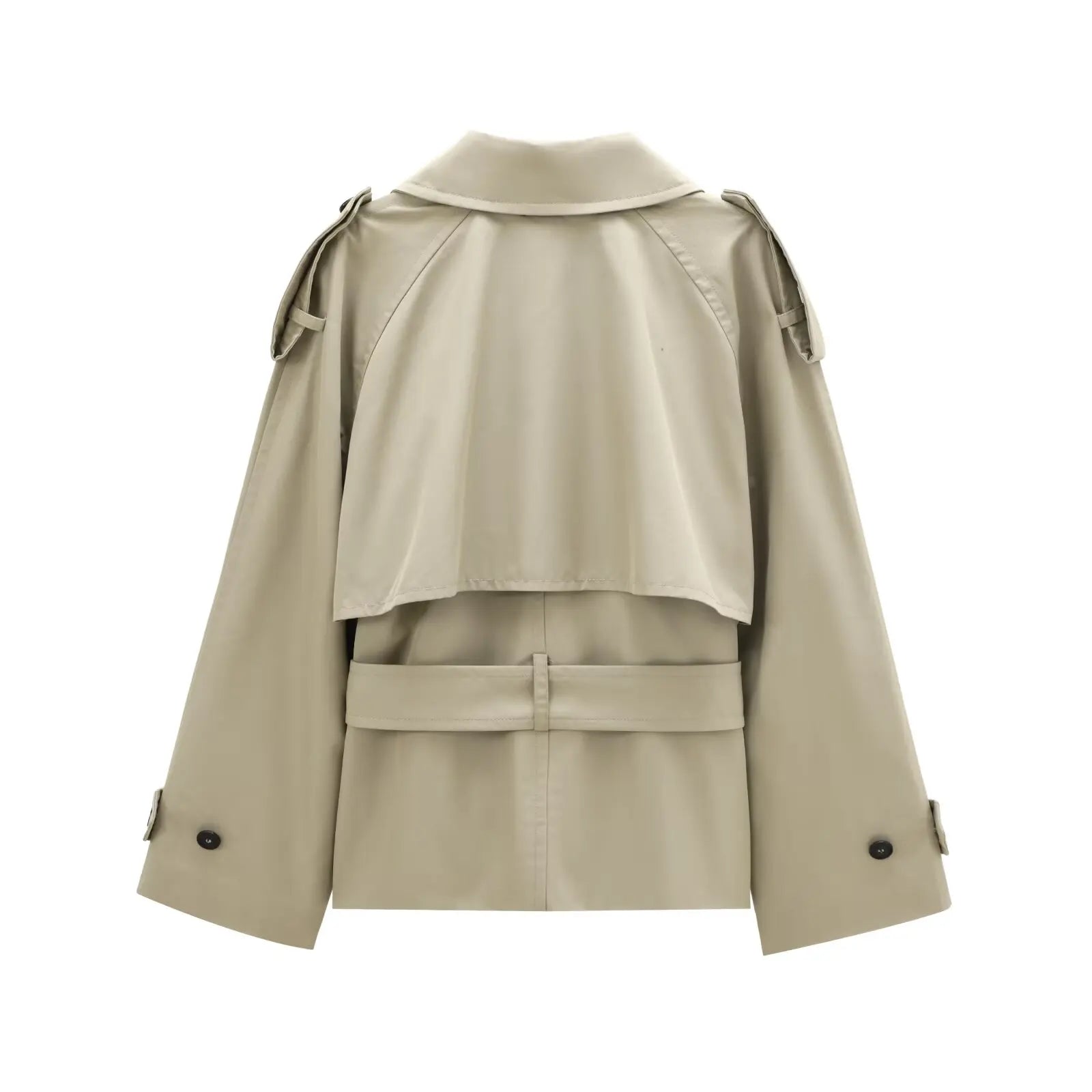 DiYiG WOMAN 2024 Autumn New Fashion Short Trench Coat Retro Long Sleeve Button Casual Outerwear Chic Overcoat