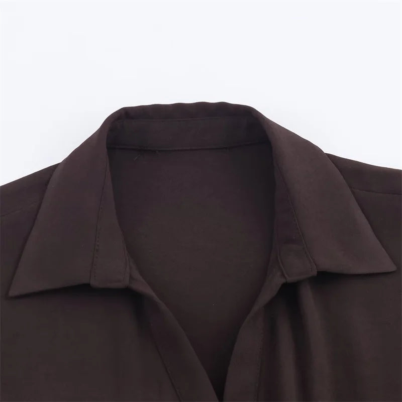 Women's Dress 2025 New Shirt-Style Design with Belt Mid-Length Skirt Women's Fashion Casual Long Dress