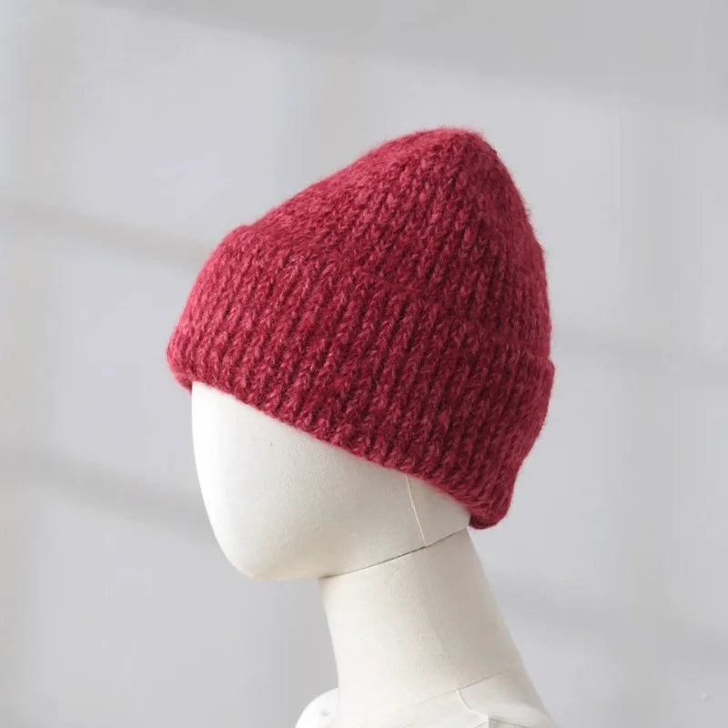 2025 Wool Warm Winter Hat for Woman Big Head Soft Beanies Female Thick Knitted Cashmere Hat Unisex Skiing Ski Outdoor Cap