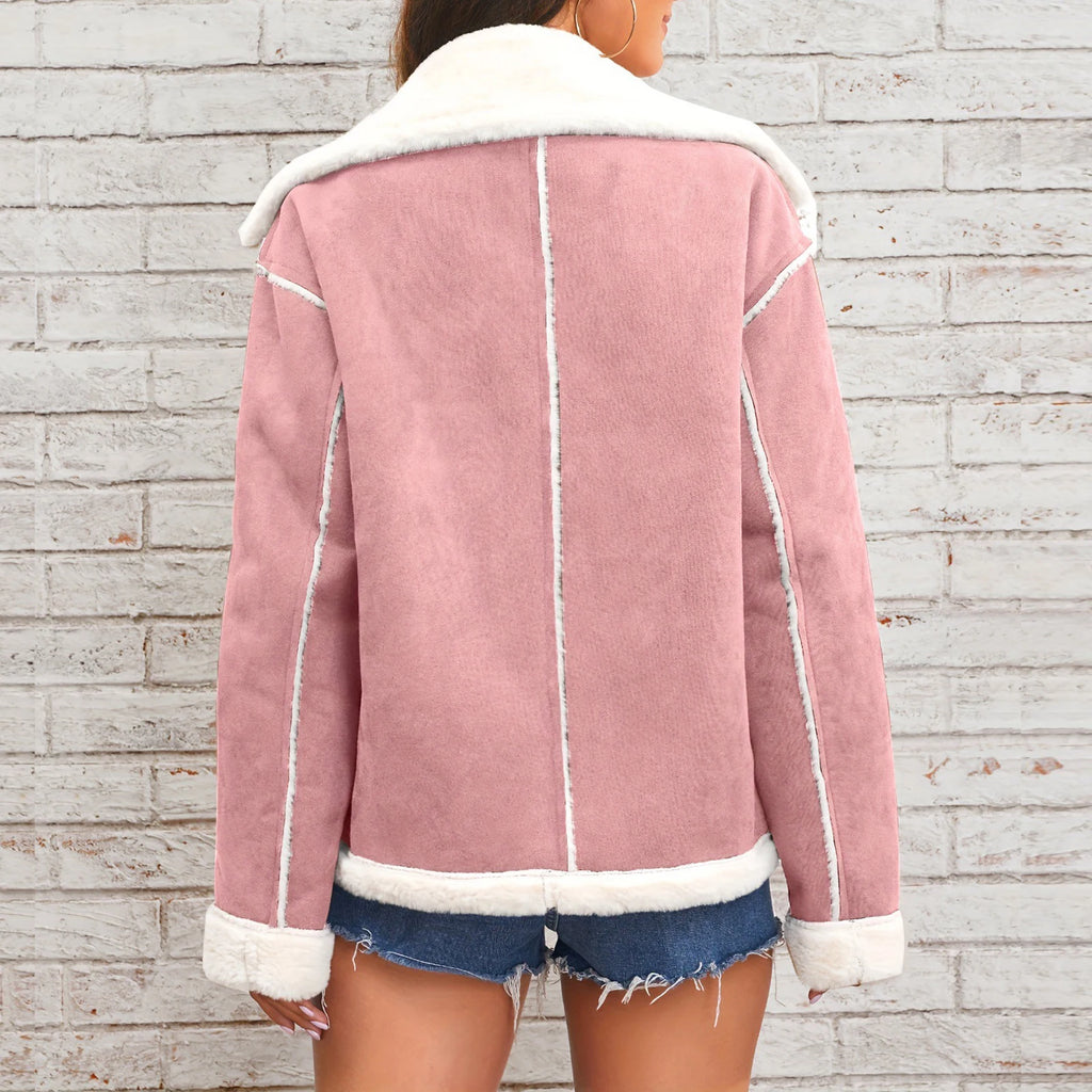 Women's New Coat Autumn Winter Fashion Lapel Thin Plush Short Jacket Trendy fashion Biker Retro Style Cropped Coat Streetwear