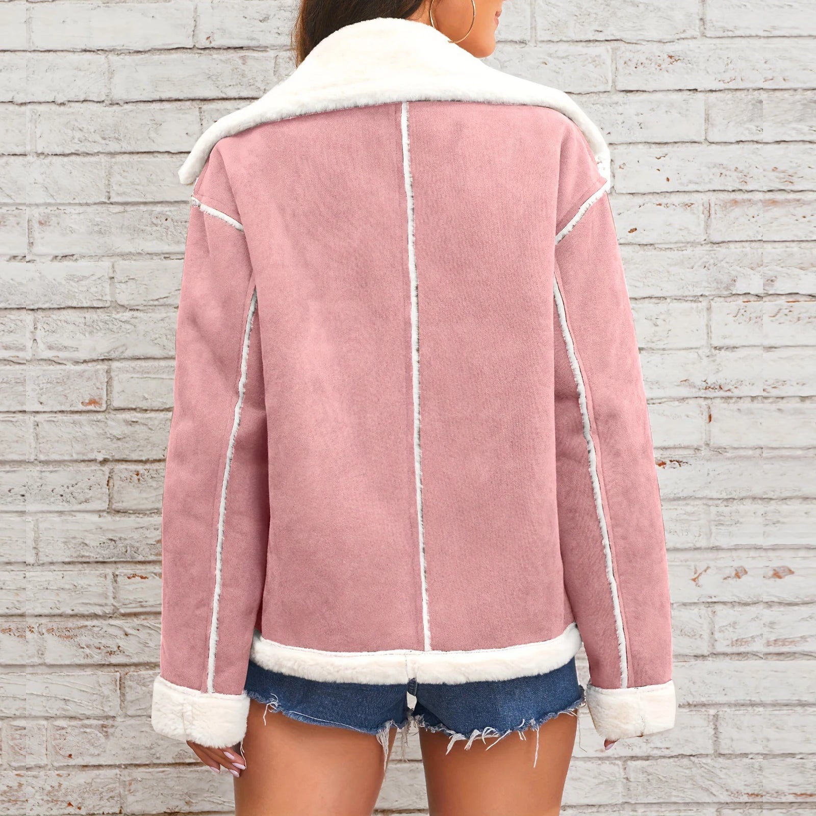 Women's New Coat Autumn Winter Fashion Lapel Thin Plush Short Jacket Trendy fashion Biker Retro Style Cropped Coat Streetwear