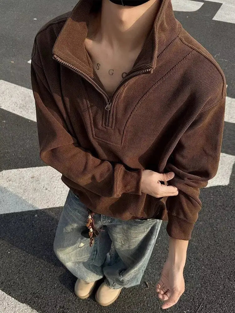 Men's new wool coat in autumn and winter 2025 fashion trend solid color stand collar versatile button jacket men