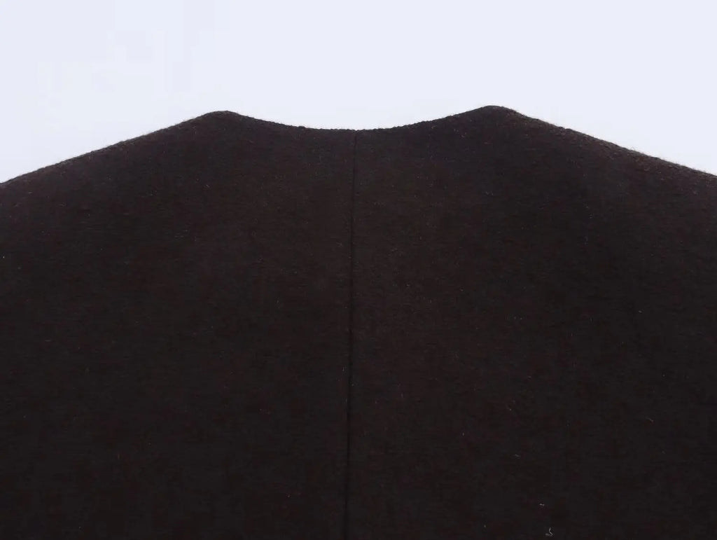 HH Women's Autumn Fashion Tweed Jacket Round Neck Short Woolen Jacket Female Commuter Versatile Fragrant Breeze Casual Coat