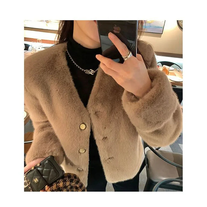 Women's Coat  Women's fur Coat New Fashion Mink fur Coat Women's Autumn and Winter new Fur Short Ladies Wind Chaebol Daughter