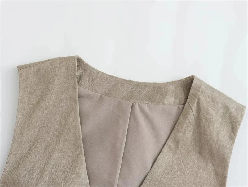 MUJER Beading Sleeveless Vest Woman V Neck Black Cropped Vest Women Jacket Tied Short Coats Waistcoat Women's Fashion Vests 2025