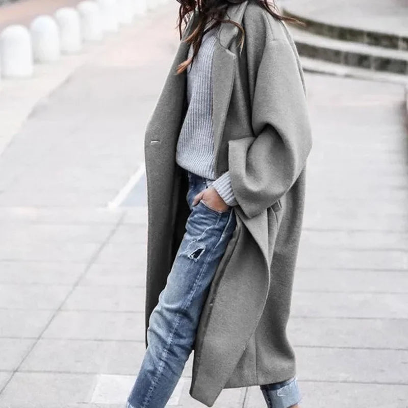 Woman Long Coat Fashion Korean Preppy Style Retro Versatile Windbreaker Casual Warm Woolen Coat  2025 Autumn Women Coat  Fashion