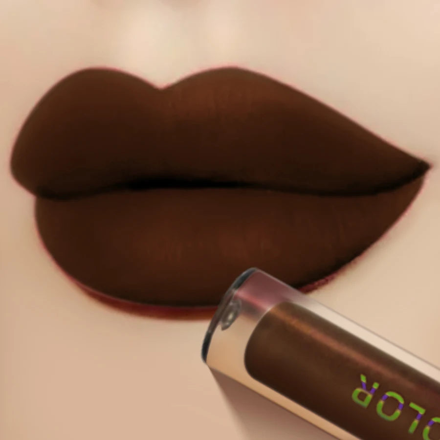 Richly Pigmented Matte Velvet Brown Lip Gloss - Non-Stick, Long Lasting, Velvety Smooth Finish - Hydrating Lip Glaze & Lip Mud M