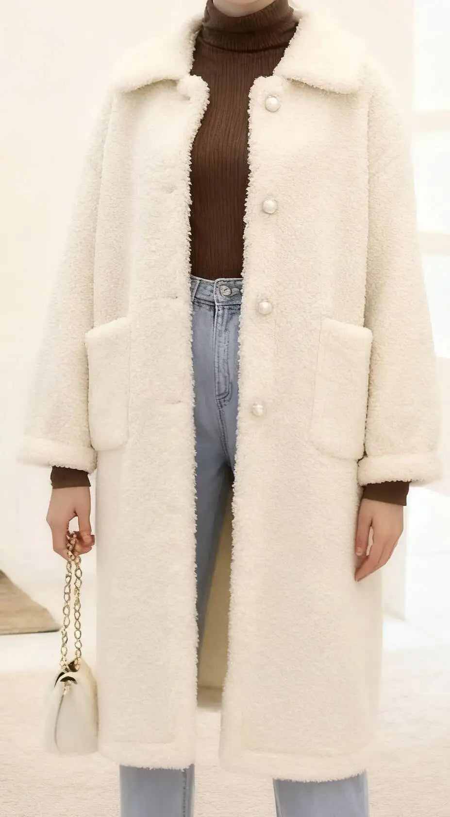 Wool Blend Coats Womens Woolen Coat Lining Fall Corduroy Jacquard Stand-Up Collar Chic French Style Conference Cleanfit Tasteful