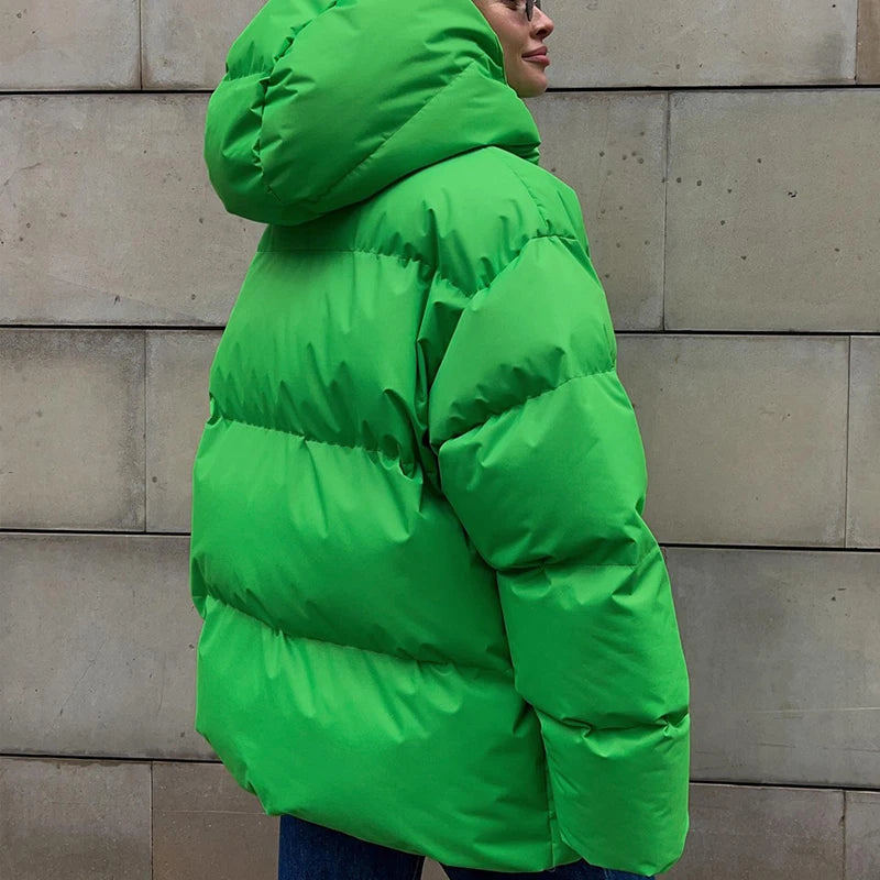 2024 Women Winter Coat Long Sleeve Hooded Thick Cotton Down Coat Women Tops Loose Style Warm Jacket Coat Casaco Feminino