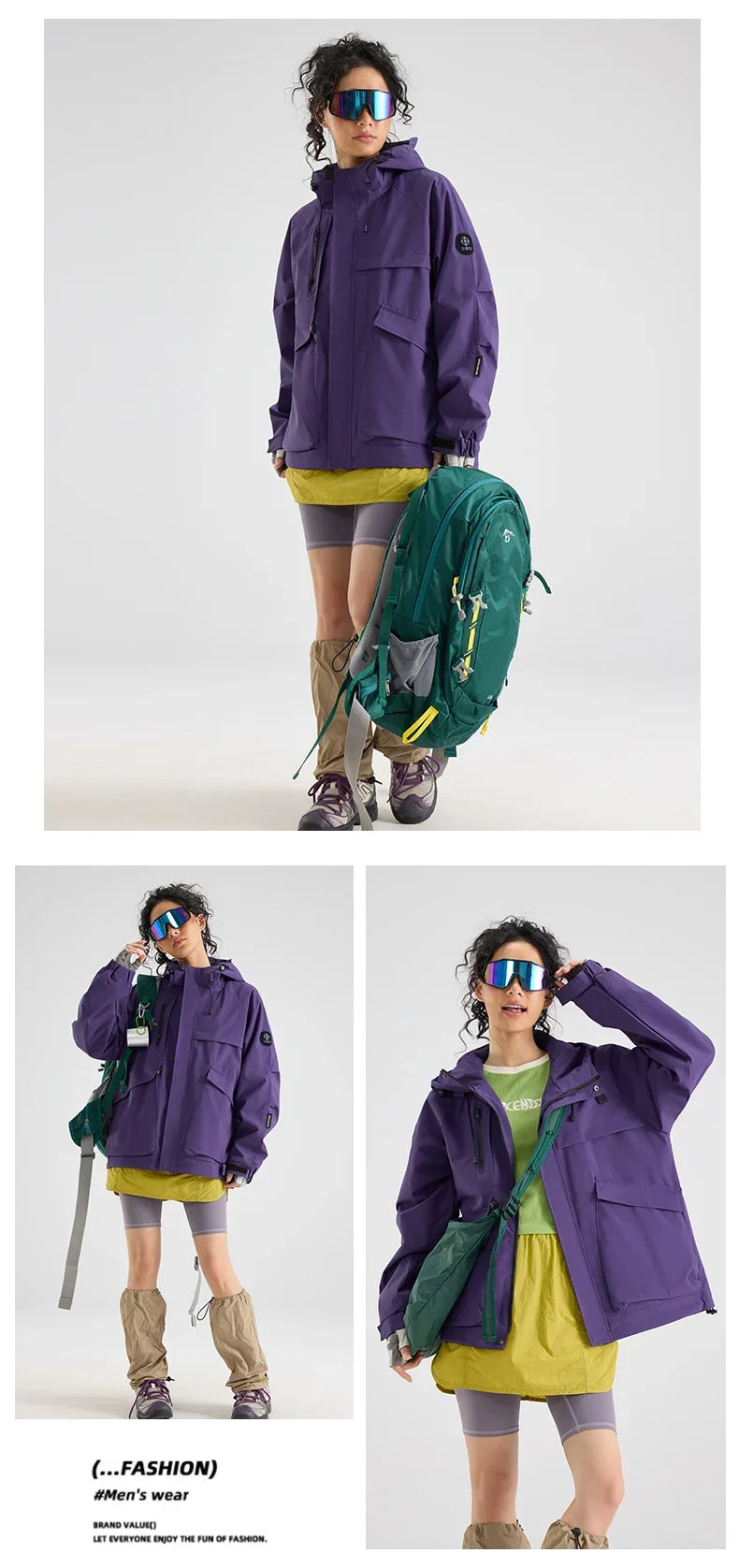 2025 Man Mountaineering Jacket Windproof Waterproof Hiking Jackets for Men Fashion Hip Hop Design Casual Oversize Outdoors Coat