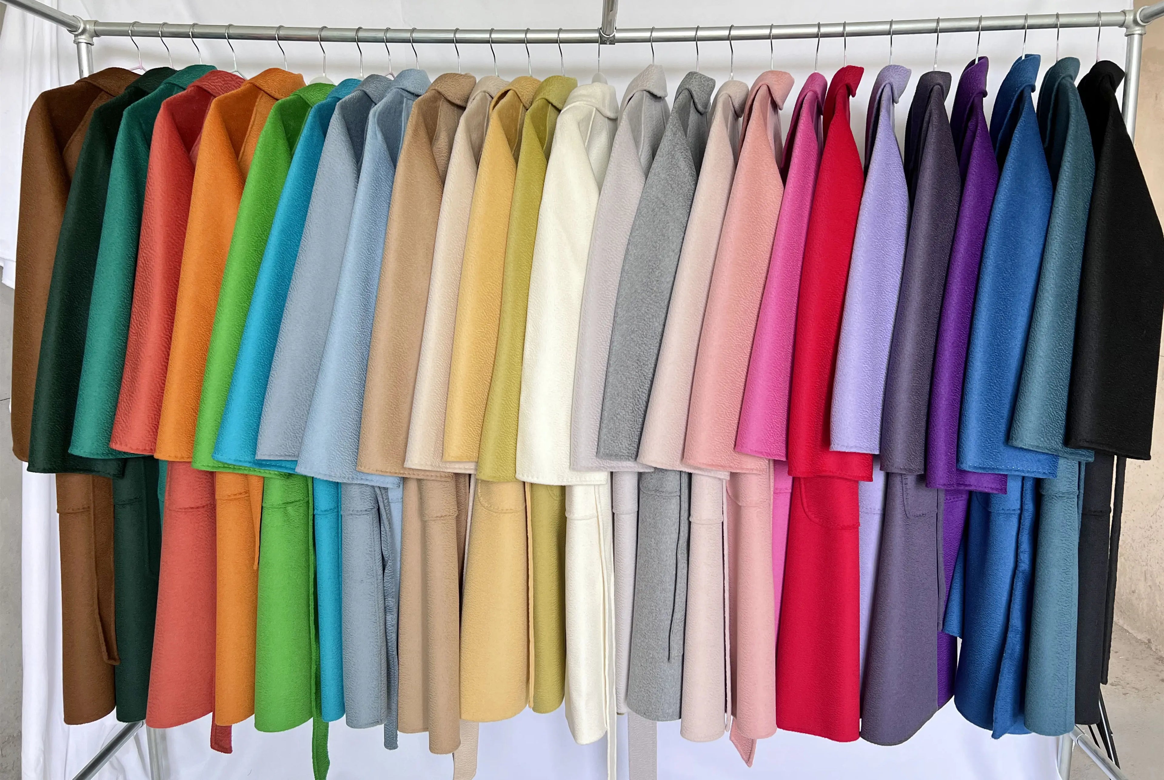 Cashmere Coat Female Winter Mid-Length Corrugated Coat Black Wool Coat Woman Autumn New Casual Fashion Red Beige Lace-Up Coat