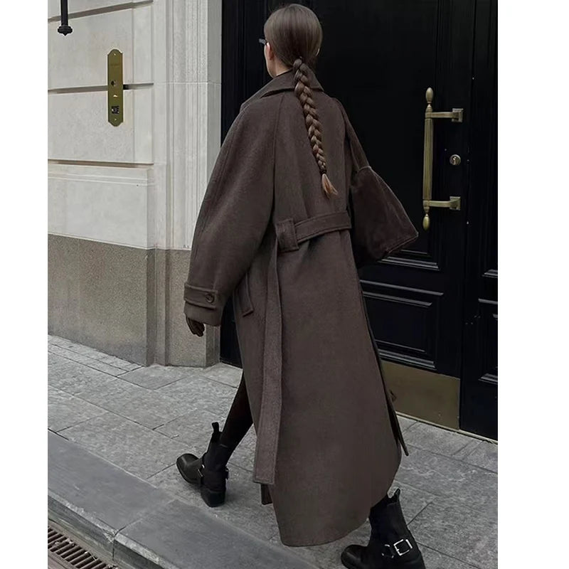 2025 New Winter Women's Woolen Coats Elegant Loose Extended Warm Women's Jackets Winter Fashion Youth Travel Holiday Woolen Coat