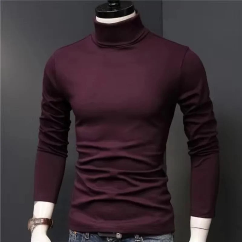Winter Thermal Underwear Men High Collar Modal Plain Undershirts Man Warm Turtleneck Pullover Long Sleeve Tops Clothes Termico