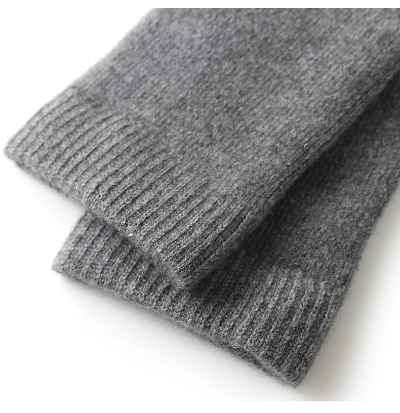 100% Cashmere Women Stockings New Fashion Autumn Casual Solid Color Warm Socks For Woman Soft Winter Knee High Socks Long