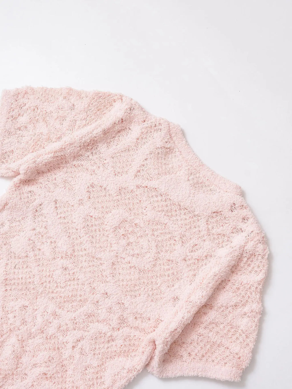 Women's clothing 2025 summer new style fashionable light-cooked style flower print texture knitted top