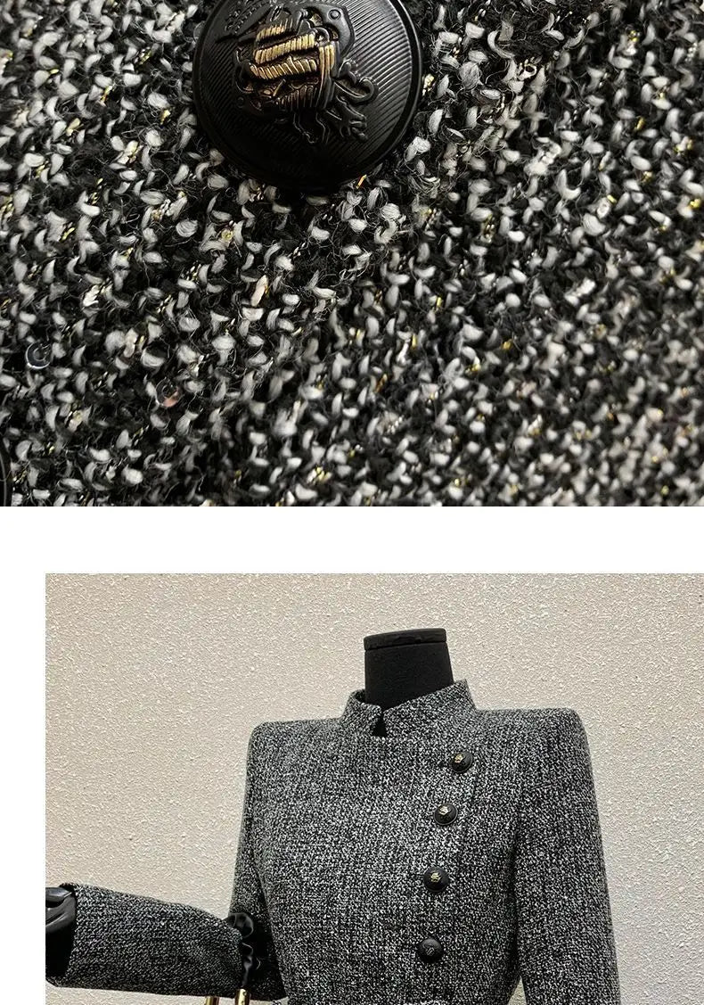 Female Overcoat 2025 New Fashion Gray Women Woolen Coat Autumn Winter Temperament High Quality Casual Women's Woolen Coat H249
