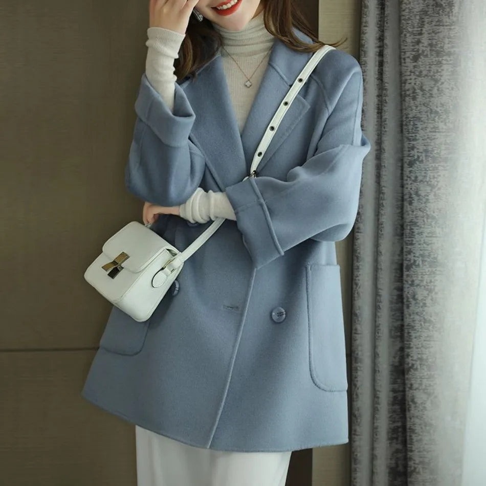 Wool Coat Elegance Coats and Jackets Women New In Autumn Winter Jacket Women Korean Style Long Sleeve Office Lady Trench Coat