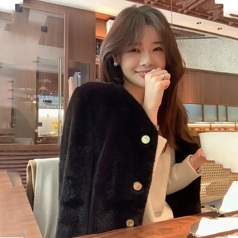 Women's Coat  Women's fur Coat New Fashion Mink fur Coat Women's Autumn and Winter new Fur Short Ladies Wind Chaebol Daughter