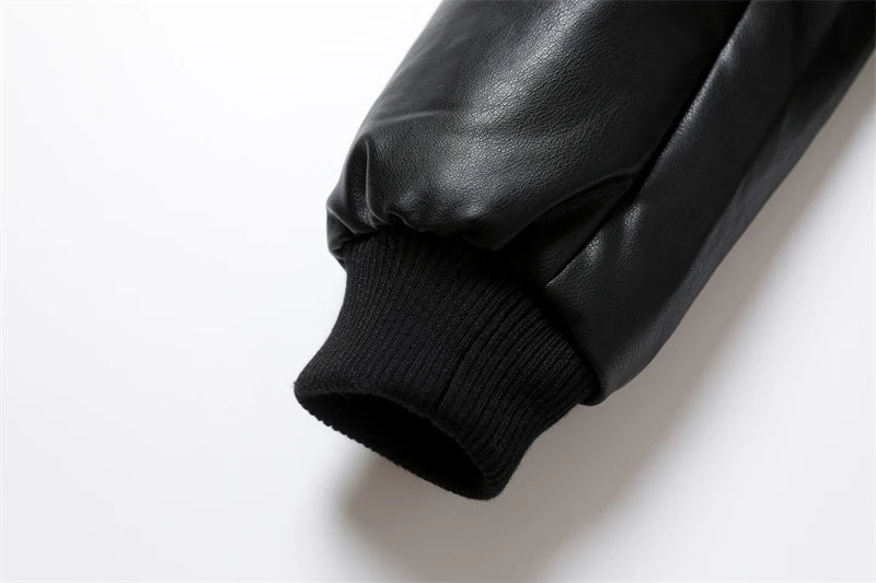 ZVRI Women's 2023 new vintage imitation leather bomber jacket coat top women's style