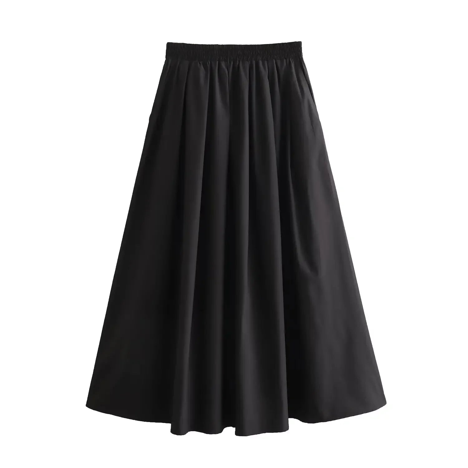 Mooyufon Women's Fashion Spring New Black Wide Pleated Swing Vintage Chic Female High Waist  Elegant A-line Long Skirt Mujer