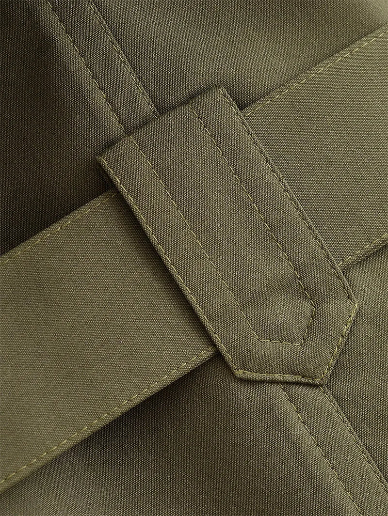 Women's Trench Coat 2025 Autumn New Style Army Green Long Sleeve Double-Breasted Belt Decorated Trench Coat Outerwear British