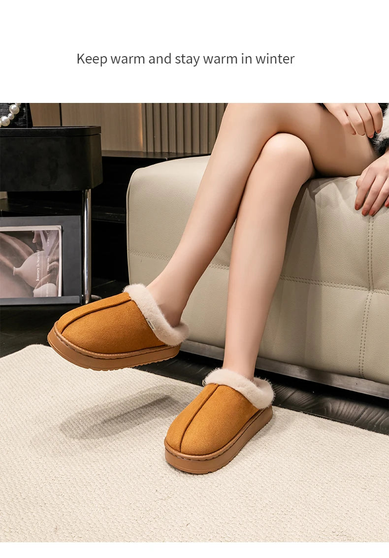 Women's Winter Slippers Non-Slip Indoor House Shoes, Plush Fleece Lined Warm Cotton Slippers with Soft Sole for Home Comfort