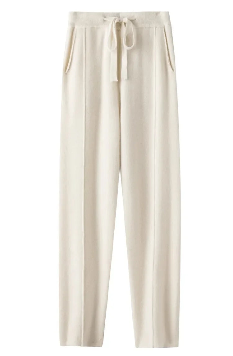 Cashmere Sweatpants Women Autumn Winter 2023 New Fashion High Waisted Drawstring Pants Casual Knitted Harem Pants