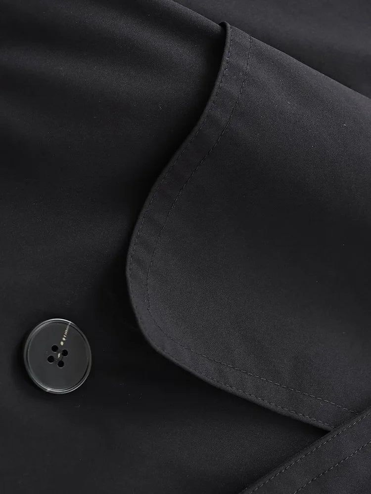 2024 Autumn Winter New Women Casual Long Woolen Coat Retro Solid Color Ladies Lapel Double Breasted Jacket Female Belt Jacket