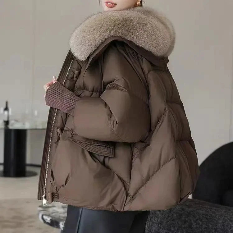 Women Winter Down Cotton Jacket 2025 New Women Warm Thick Cotton Coat Larger Fur Collar Cotton Padded Jacket Women Parka Coat