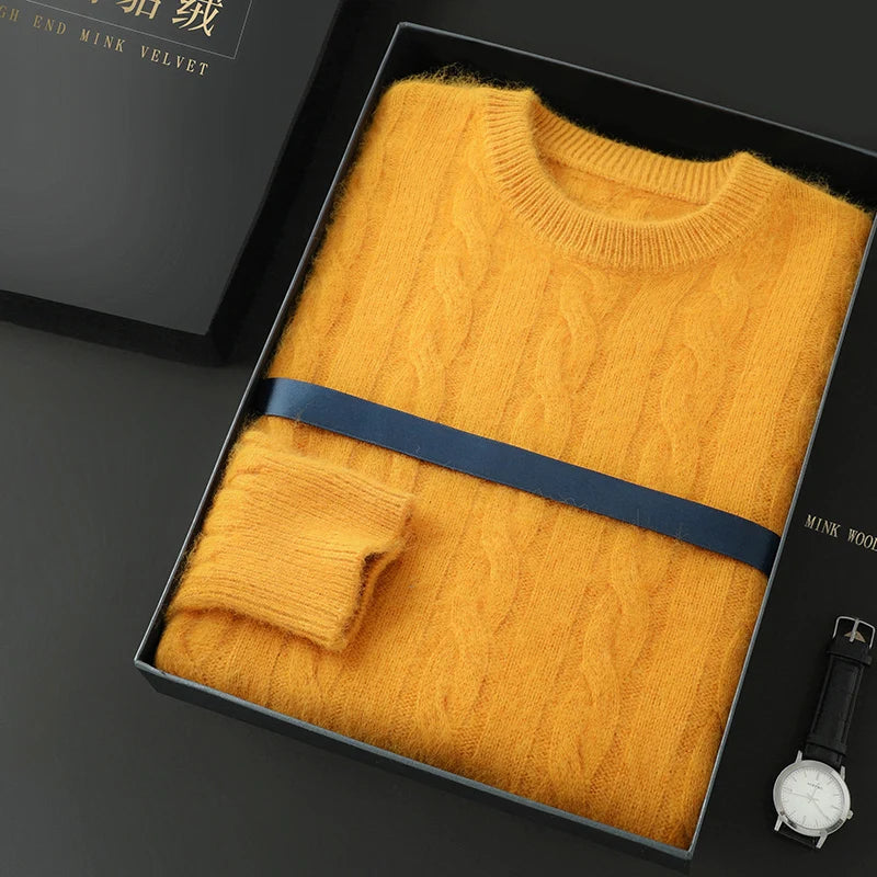 Men's thick cashmere sweater 100% pure cashmere round neck cashmere sweater 2024 new spring and winter knit base shirt