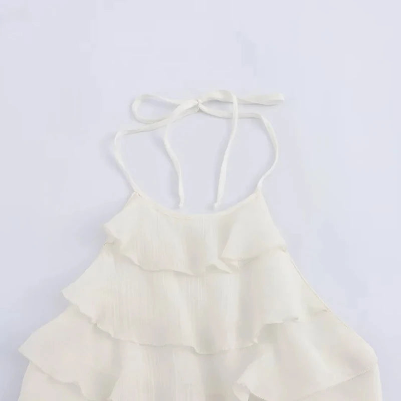 Summer Women Bow Halter Sleeveless Vest Elegant Fringed Sexy Top Vest Fashion Lady Bustier Suspender Female Clothes