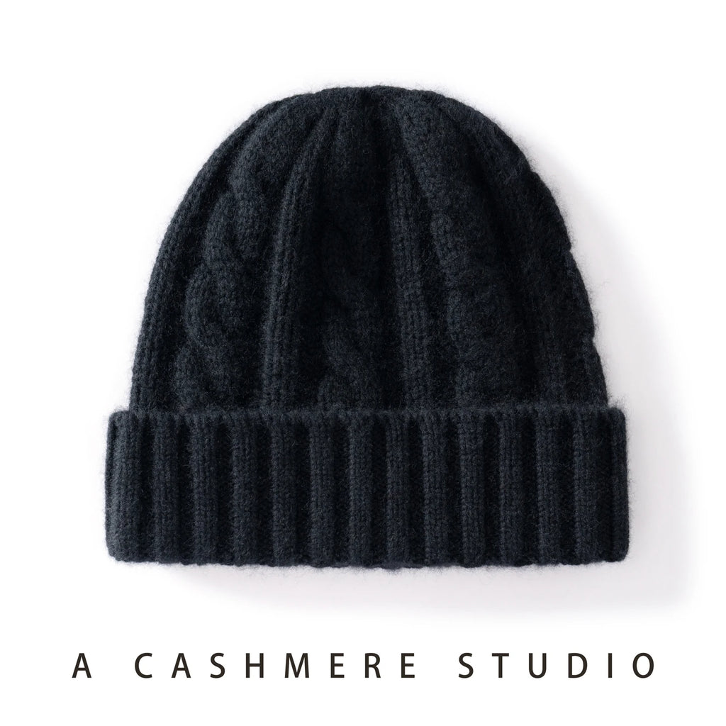 Cashmere Hat For Women/Men Winter New Thickened Fashion Solid Twisted Knitted Beanies Hats Casual Unisex Outdoor Soft Warm Caps