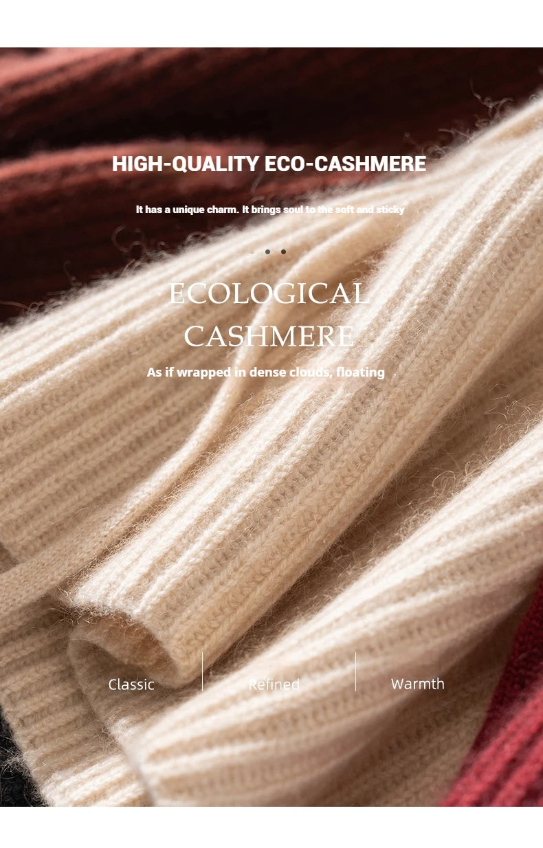 Wool Cashmere Knitted Hood Hat Scarf Elegant Hats Beanies Women Men Winter Neck Warm Balaclava Headgear Caps Unisex 4 New Colors