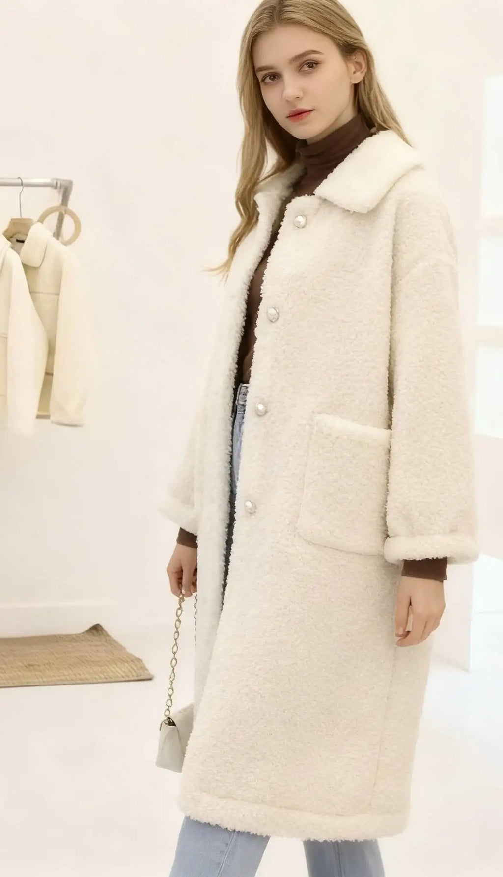 Wool Blend Coats Womens Woolen Coat Lining Fall Corduroy Jacquard Stand-Up Collar Chic French Style Conference Cleanfit Tasteful