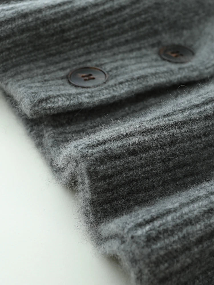 Luxury Women 100% Cashmere Sweater O-neck Cardigan Cable Knitting Thick Sweater Coat Autumn Winter Heavyweight Cashmere Clothes