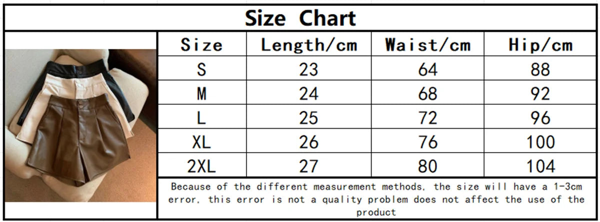 Fashion PU Shorts For Women 2025 Autumn Winter Retro New In Short Pant Solid High Waist Chic Shorts Lady Y2k Casual Street Wear