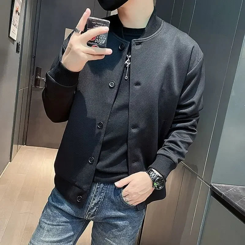 Man Bomber Coat Solid Color Spring Autumn Baseball Jacket for Men Original Brands Trendy Cheap Sale Korean Reviews Many Harajuku