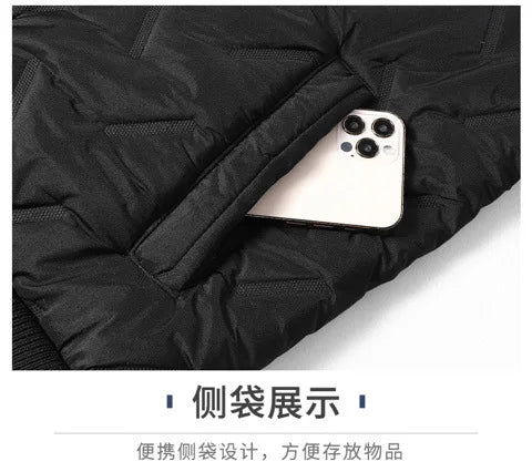 Winter Lambskin Wool Coat for Men and Elderly, Loose Stand-up Collar, Thickened with Padding, Father's Cotton Jacket