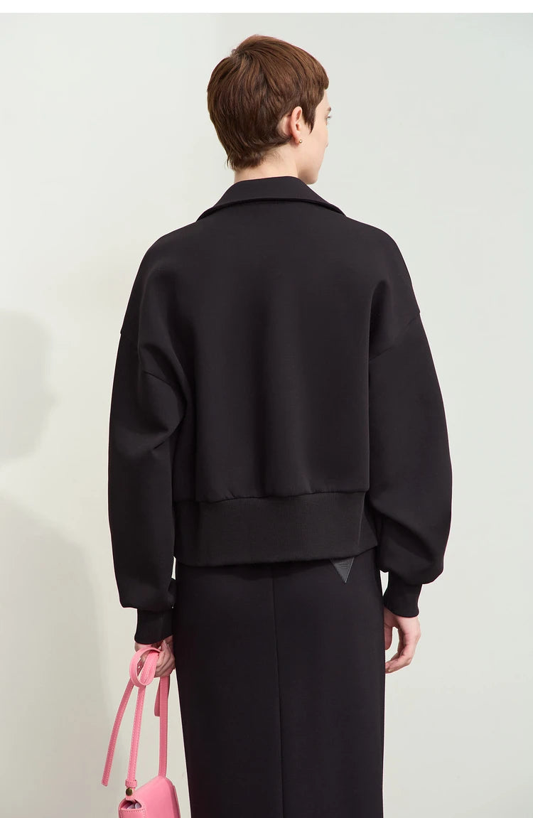 Amii Fall Clothes 2024 Women Casual Zip Up Short Coat Women Sweatshirt Solid Turtleneck Loose Sports Streetwear Jacket 12443222