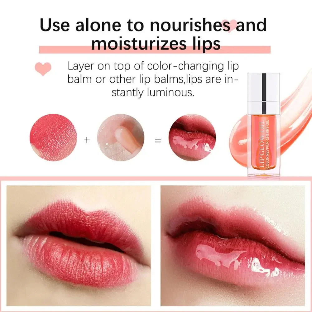 Lip Oil Gloss Lip Plumper Makeup Moisturizing NonSticky Sexy Water Glossy Glitter Primer Tint Lip Balm Care Cosmetics
