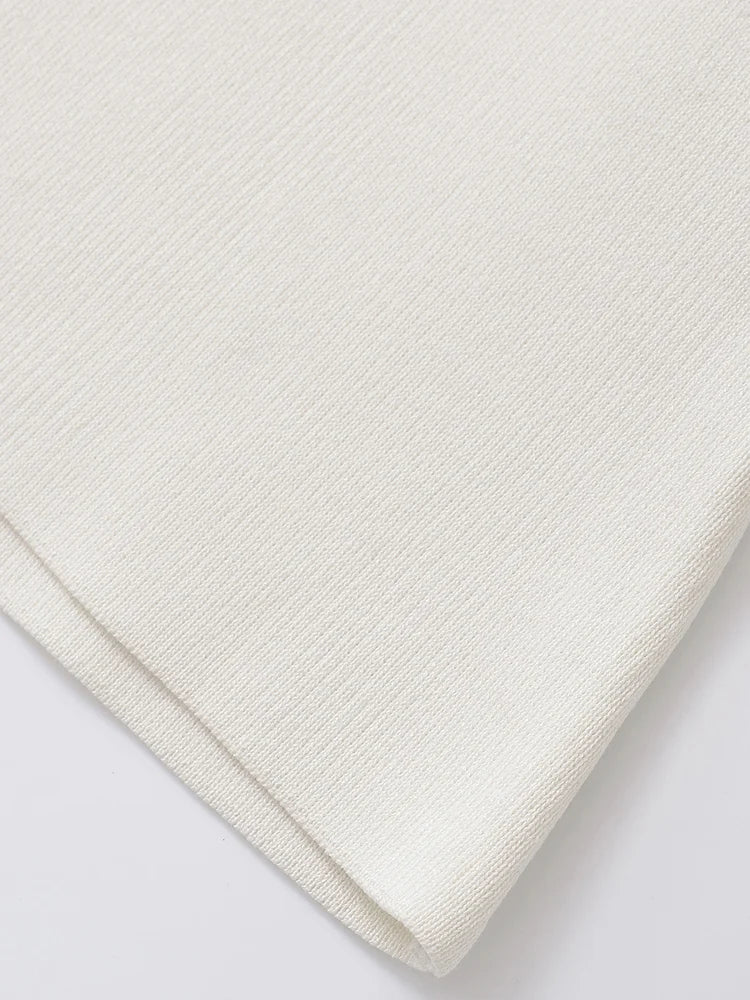 2024 European and American style autumn new women's fashion simple style casual plain needle short sleeve V neck knitted top