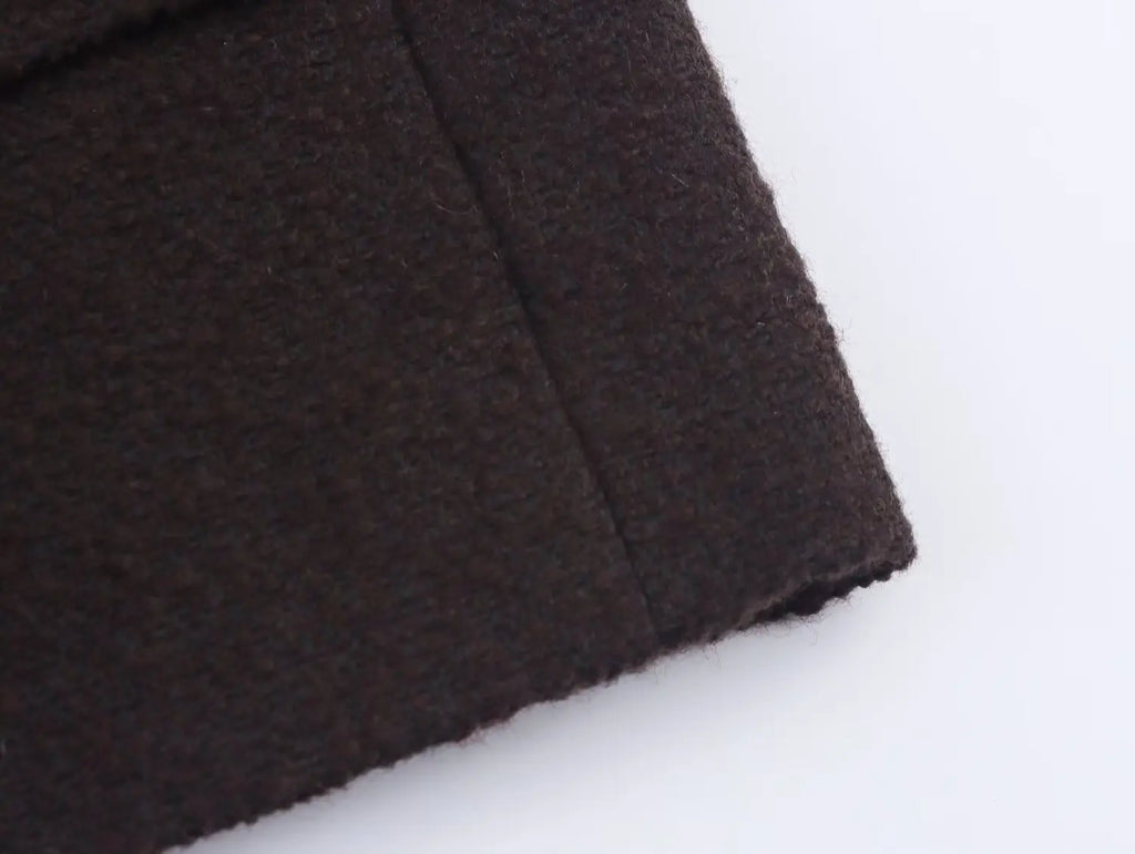 HH Women's Autumn Fashion Tweed Jacket Round Neck Short Woolen Jacket Female Commuter Versatile Fragrant Breeze Casual Coat