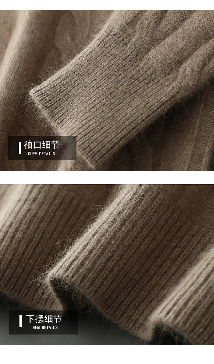 Men's thick cashmere sweater 100% pure cashmere round neck cashmere sweater 2024 new spring and winter knit base shirt