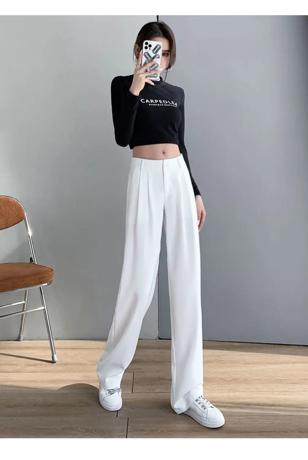 Trousers for Women Summer Women's Suit Pants 2025 White High Waist Fluid Korean Style Wide Leg Palazzo Straight Fashion Casual