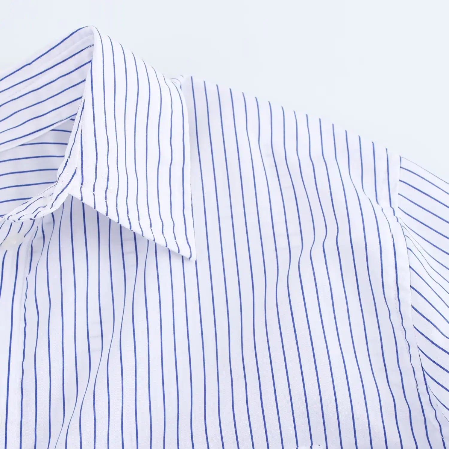 HH Women Elegant Commuter Shirt Splicing Loose Striped Single-breasted Lapel Blouse Female Spring Casual Long-sleeved Top