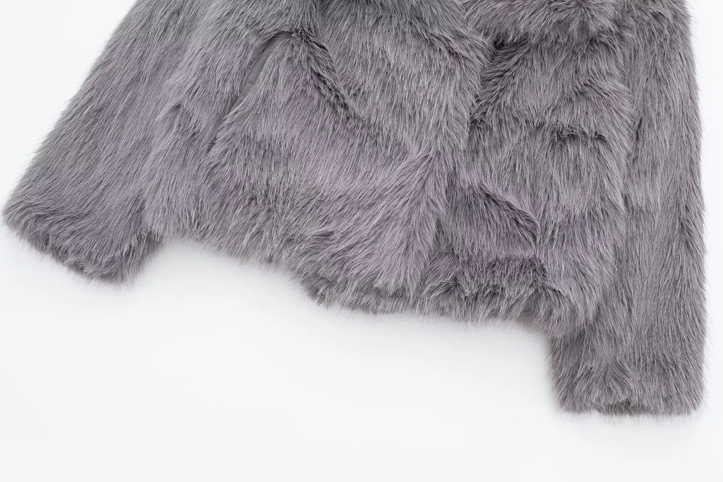 HH Winter Casual Women Solid Faux Fur Jackets 2024 Lapel Long Sleeve Patchwork Buttons Designer Coats Female Fashion Outwear