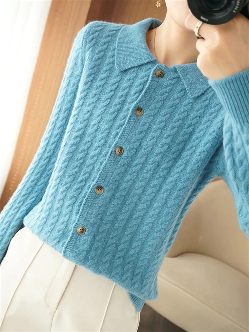 Cashmere Sweater For Women Autumn And Winter New Knitted Cardigan For Women Loose Fitting Woolen Sweater Lapel Jacket Camel XXXL